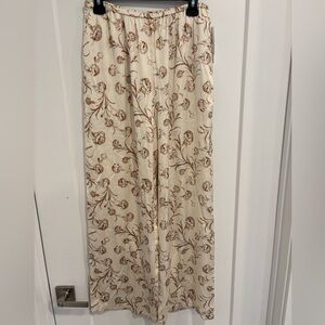 Silk, floral, wide leg pants